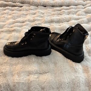 Black Leather High-Top Boots